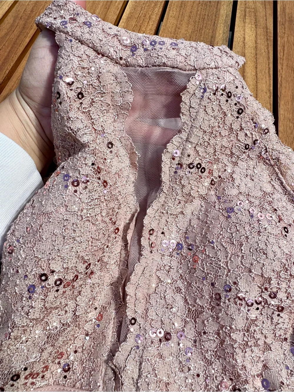 Sleeveless Lace Bodice Halter Dress - Rose Gold